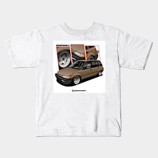 Boso brown wagon tri background Kids T-Shirt